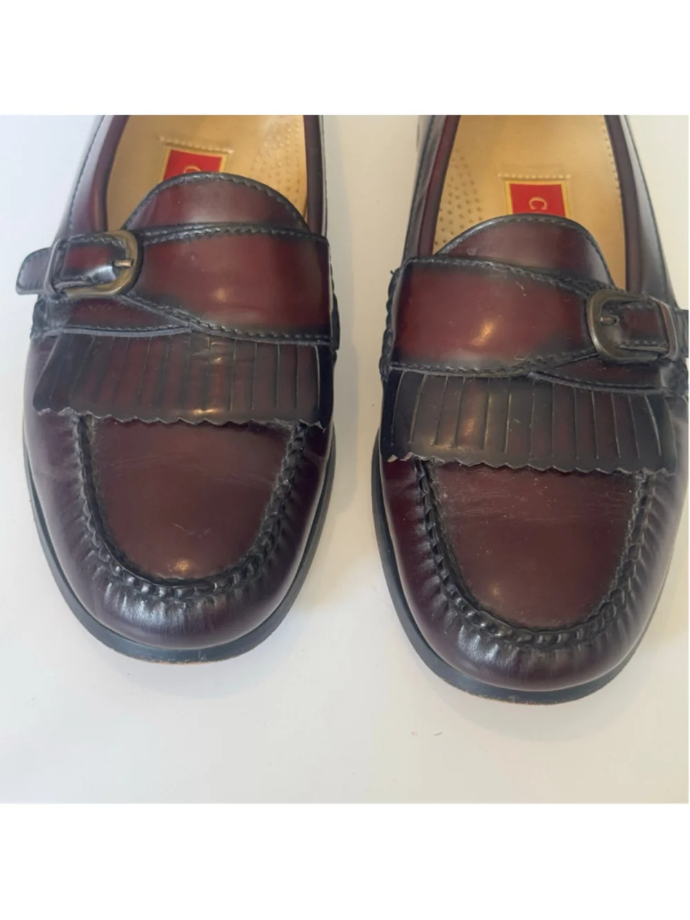 Cole Haan Burgundy Leather Kiltie Buckle Loafers Men’s Size 9.5B Classic Preppy